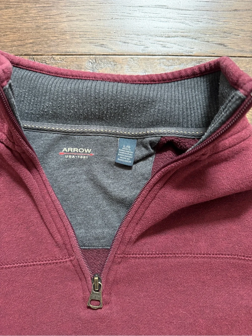 Arrow Men's Maroon Quarter-Zip Sweater Pullover, Cotton Blend